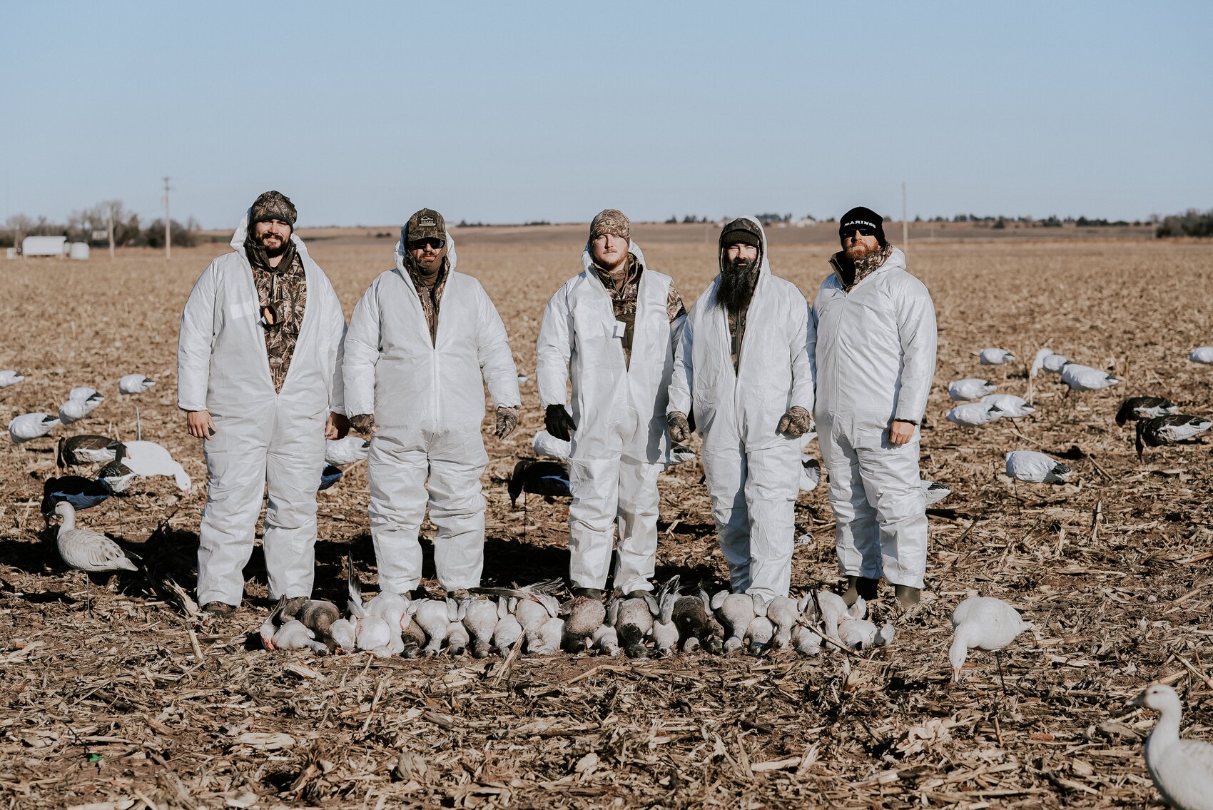 Native Thunder's Annual Veterans Hunt, hunters in the snow goose spread